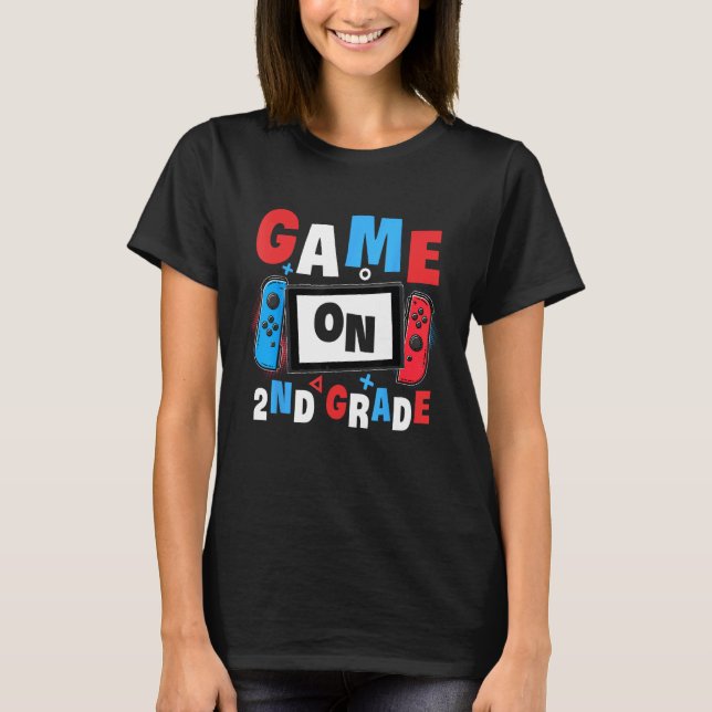 Camiseta Game On 2nd Grade Gaming Gamer Back To School Stud (Anverso)