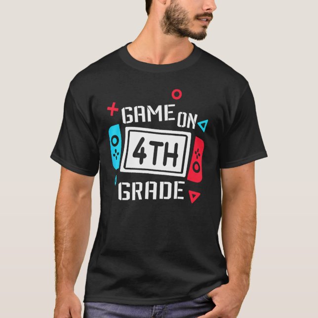 Camiseta Game On 4th Grade Boys Kids Fourth Grade Back To S (Anverso)