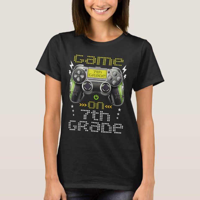 Camiseta Game On 7th Grade Back To School For Kids Girls Bo (Anverso)