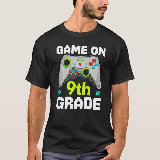 Camiseta Game On 9th Grade Gaming Gamer Back To School Stud (Anverso)