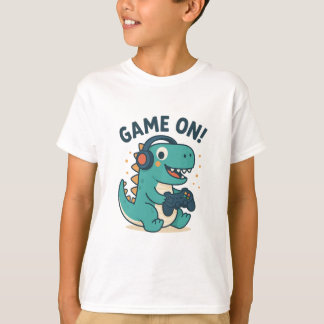 Camiseta Game On! Cool Gamer Dinosaur Kids T-Shirt