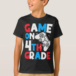 Camiseta Game On Mamá De 4º Grado Del Cumpleaños Del Niño J