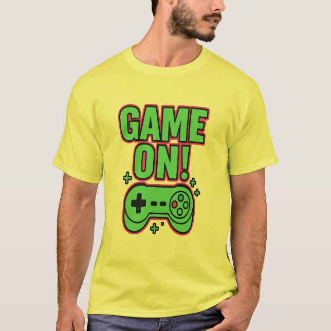 Camiseta Game On! – Retro Gaming Art (Anverso)