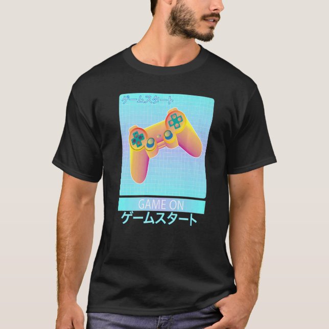 Camiseta Game On Video Game Controller Retro Vaporwave Japo (Anverso)