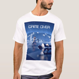 Camiseta Game Over. Chess pieces on planetscape
