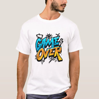 Camiseta Game Over Neon Splash - Vibrant Neon Gaming Design
