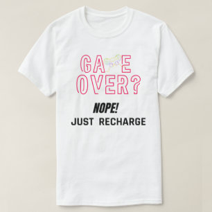 Camiseta Game Over Nope Just Recharge Neon Gamer