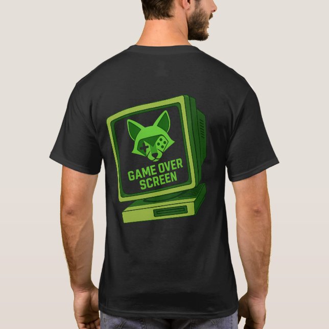 Camiseta “Game Over Screen – Retro Fox Gamer T-Shirt” (Reverso)
