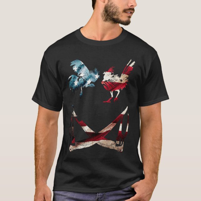 Camiseta GameFowl American Flag sparring Rooster Gaff game  (Anverso)