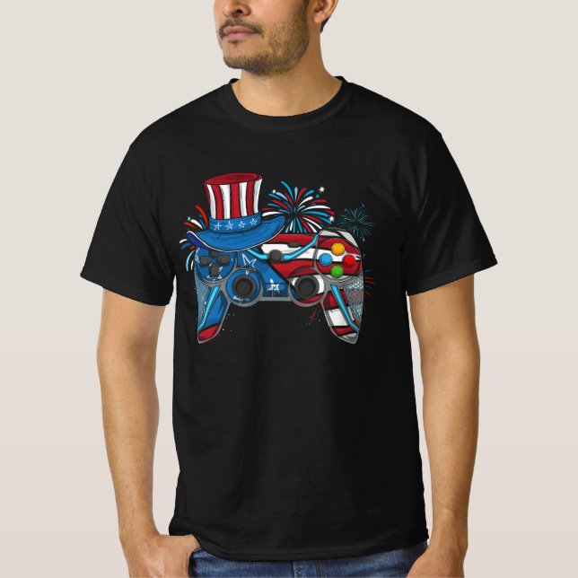 Camiseta Gamepad Controller USA Bandera Americana Video Gam (Anverso)