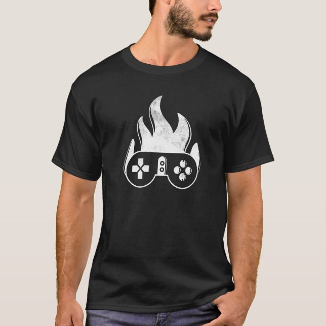 Camiseta Gamepad Fire Design Video Game Controller Gaming G (Anverso)