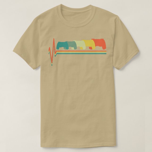 Camiseta Gamepad Gaming Heartbeat Vintage (Diseño del anverso)