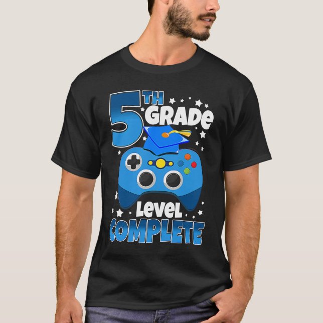 Camiseta Gamer 5th Grade Level Complete Graduation Girls Bo (Anverso)