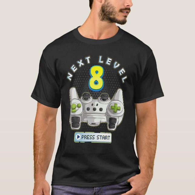 Camiseta Gamer 8Cumpleaños Next Level 8 Game Controller Bo (Anverso)