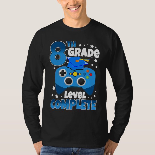 Camiseta Gamer 8th Grade Level Complete Graduation Girls Bo (Anverso)