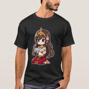 Camiseta Gamer Apsara Chibi Camboyana Khmer Princesa Jugand