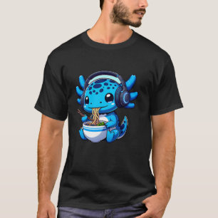Camiseta Gamer Axolotl Ramen Videojuegos Auriculares Anime 
