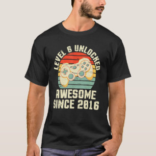 Camiseta Gamer Birthday Level 6 Years Old Unlocked Awesome