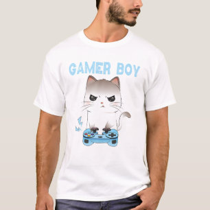 Camiseta Gamer Boy Cat Gaming Funny Video Game Boys Video G