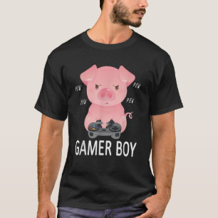 Camiseta Gamer Boy Gamer Pig Boys Funny Pew Video Gamer Gam