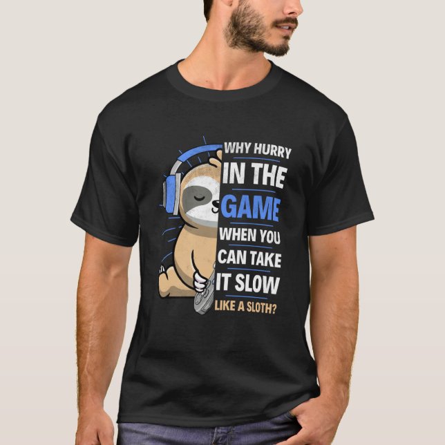 Camiseta Gamer Boy Sloth  Sloth Gaming Pun Phrase Boys Men  (Anverso)
