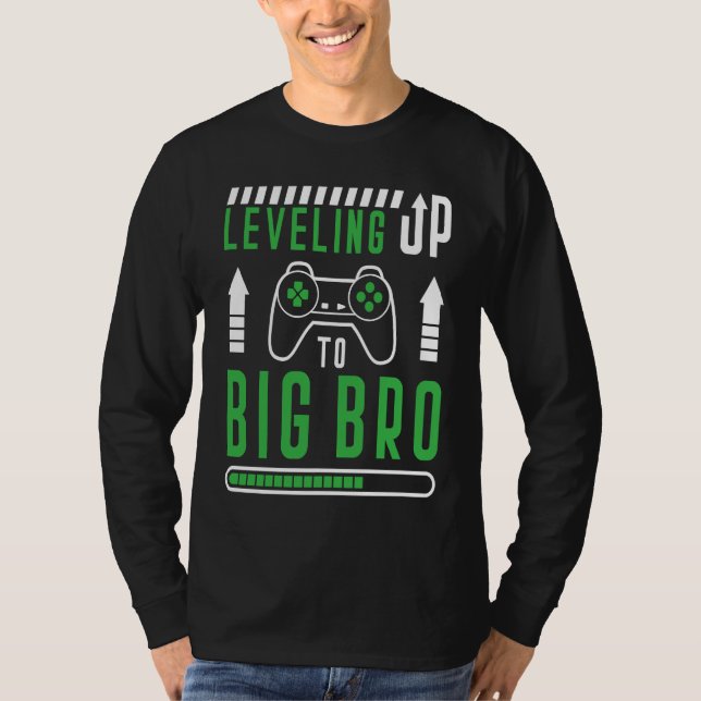 Camiseta Gamer Brother Quote Leveling Up to Big Bro Gaming (Anverso)
