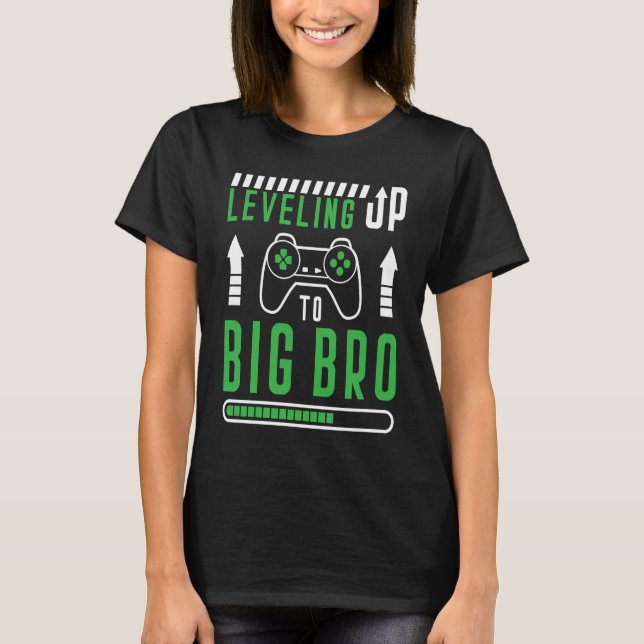 Camiseta Gamer Brother Quote Leveling Up to Big Bro Gaming (Anverso)