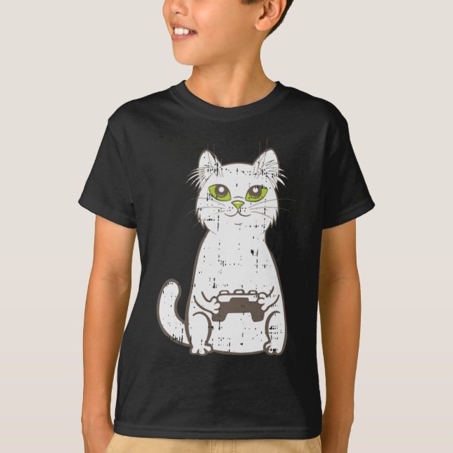 Camiseta Gamer Cat Video Game Controller Cute Gaming Geek G (Anverso)