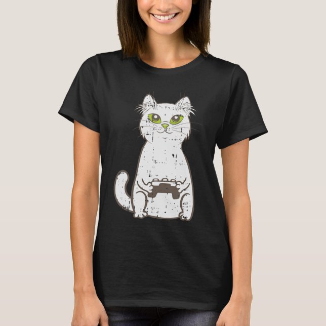 Camiseta Gamer Cat Video Game Controller Cute Gaming Geek G (Anverso)