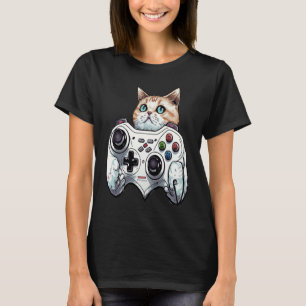 Camiseta Gamer Cat Video Game Controller Cute Kitten Gats A