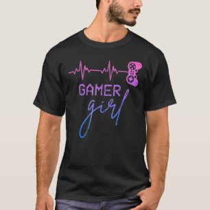 Camiseta Gamer Chica Cute Heartbeat Gamer Para Video Gam Ch