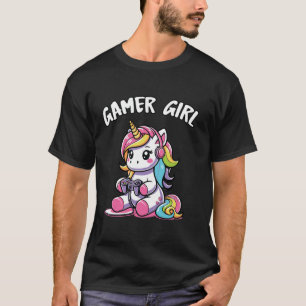 Camiseta Gamer Chica Unicorn Video Game Controller Kawaii C