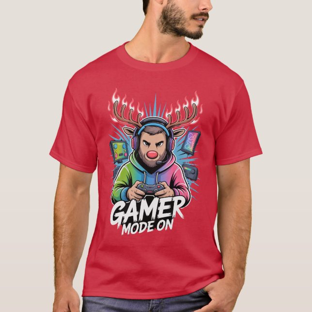 Camiseta Gamer Christmas Gifts Gamer Mode On Holiday Gaming (Anverso)