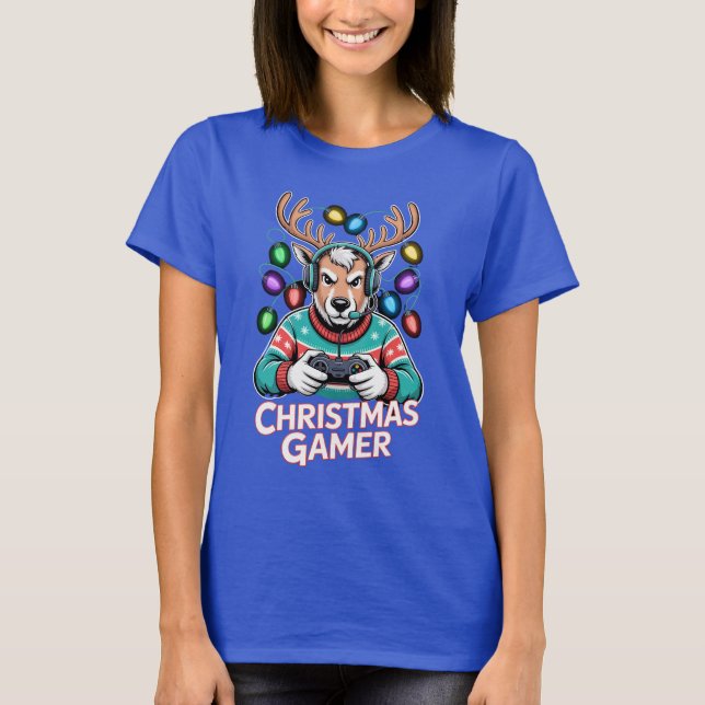 Camiseta Gamer Christmas Gifts Reindeer Gaming (Anverso)