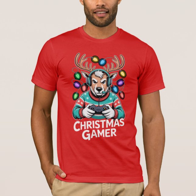 Camiseta Gamer Christmas Gifts Reindeer Gaming (Anverso)