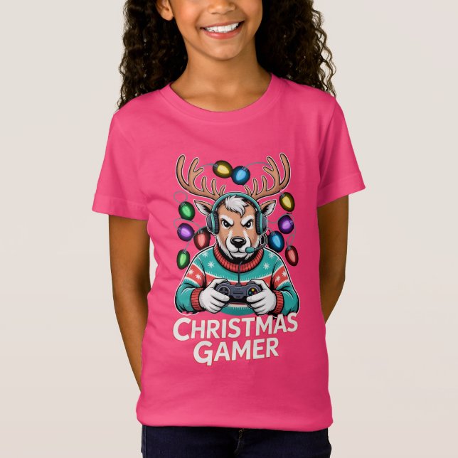 Camiseta Gamer Christmas Gifts Reindeer Gaming (Anverso)