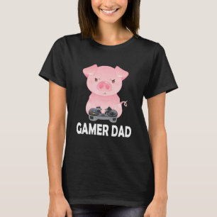 Camiseta Gamer Dad Gamer padre de cerdo videojugador de jue