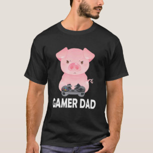 Camiseta Gamer Dad Gamer padre de cerdo videojugador de jue