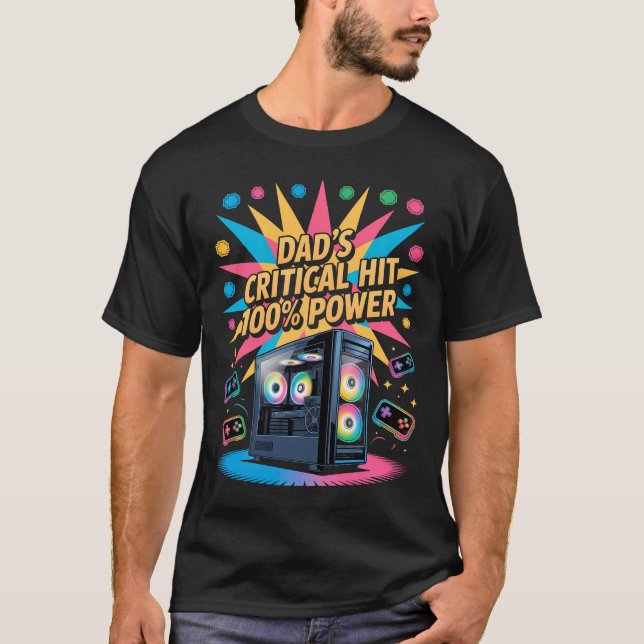 Camiseta Gamer Dad Tshirt Dad's Critical Hit 100% Power  (Anverso)