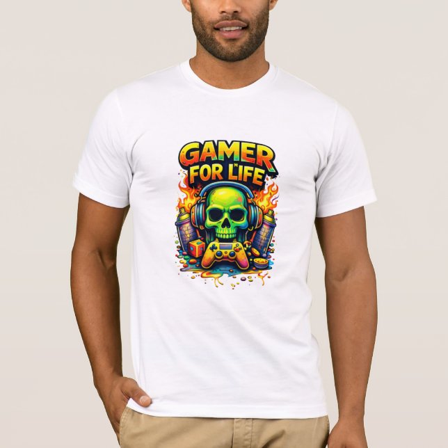 Camiseta Gamer De Por Vida – Diseño De Juego De Cráneo Atre (Anverso)