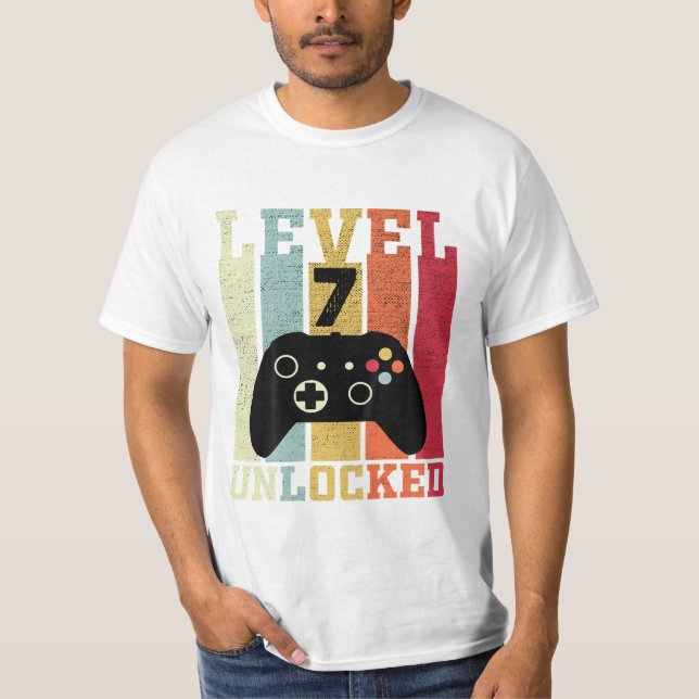 Camiseta Gamer de vídeo divertido de nivel 7 (Anverso)