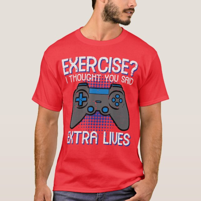 Camiseta Gamer Eercisehought Etra Lives Funny Gaming Men Bo (Anverso)