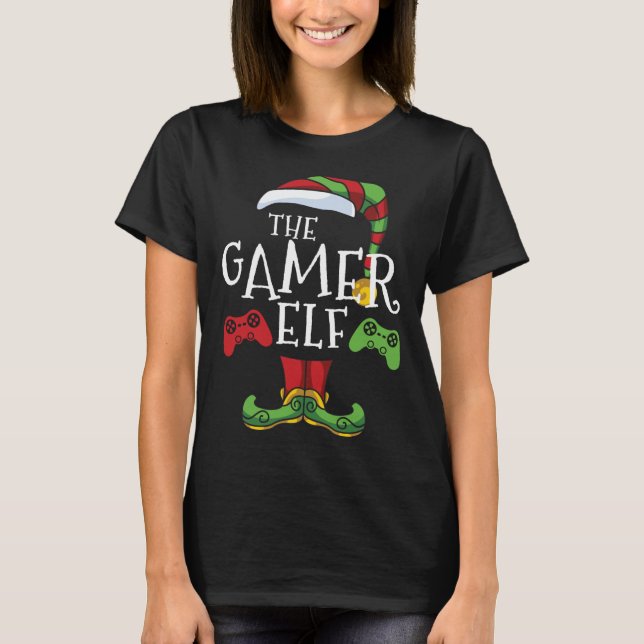 Camiseta Gamer Elf Familia Coincide con Navidades Divertido (Anverso)