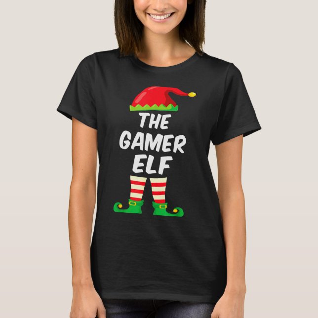 Camiseta Gamer Elf Family Matching Funny Christmas Costume  (Anverso)