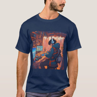 Camiseta Gamer en acción Doodle T-Shirt
