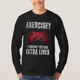 Camiseta Gamer Exercise Extra Lives Video Game Boys Teens K