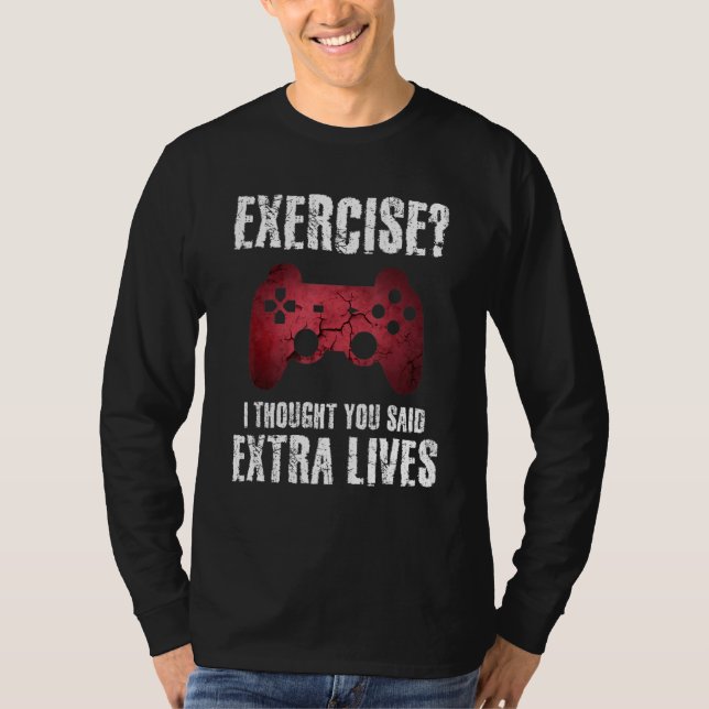 Camiseta Gamer Exercise Extra Lives Video Game Boys Teens K (Anverso)