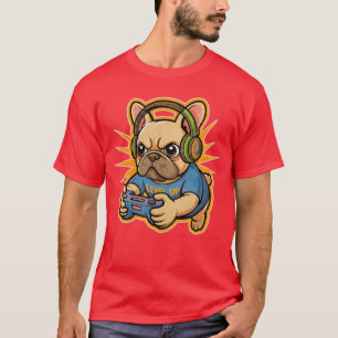 Camiseta Gamer francés divertido Gif de Bulldog francés lin