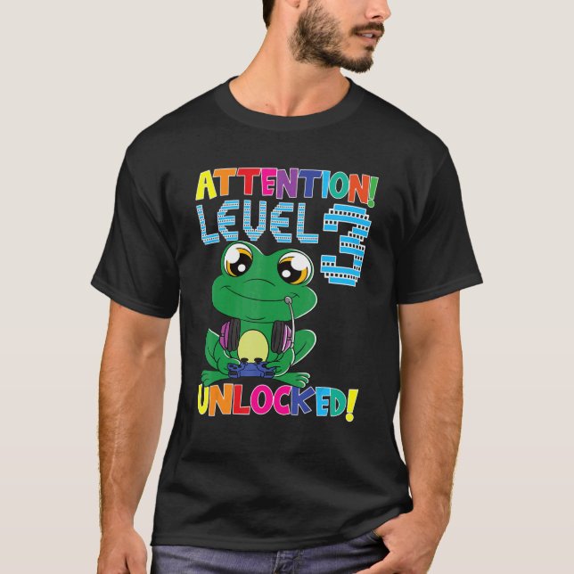 Camiseta Gamer Frog Boy Atención Nivel 3 Juegos desbloquead (Anverso)