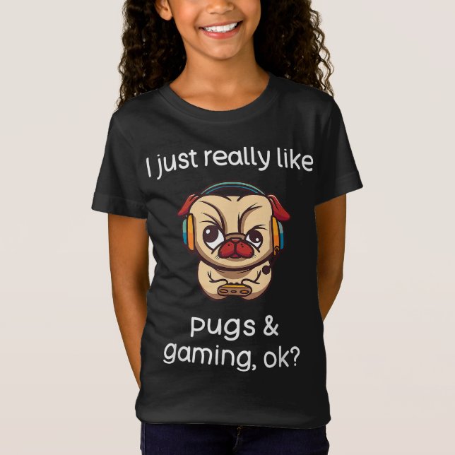 Camiseta Gamer Funny Pug Lover Videojuegos Perro Pug Gaming (Anverso)